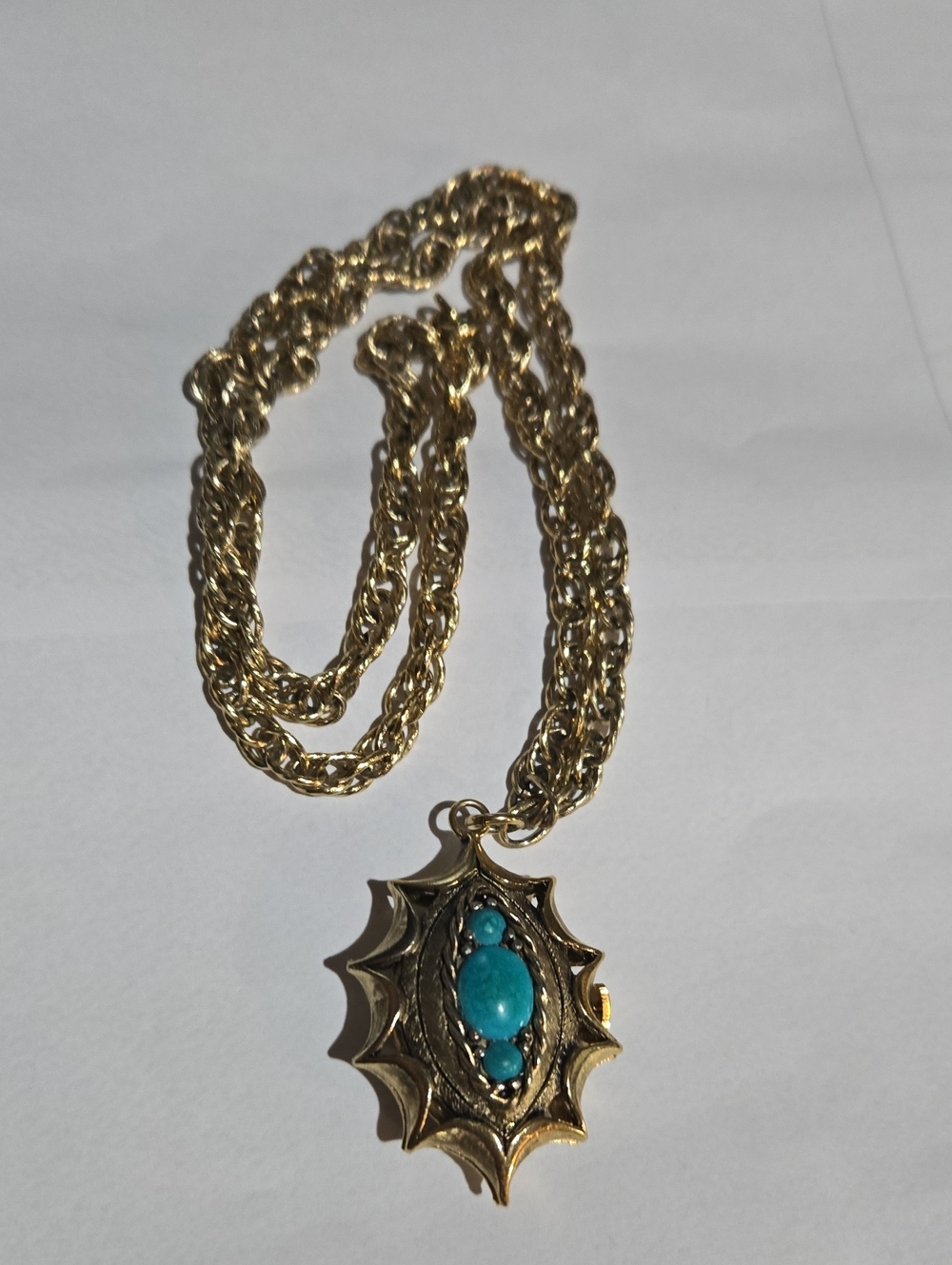 Gold-Tone Turquoise Pendant Necklace